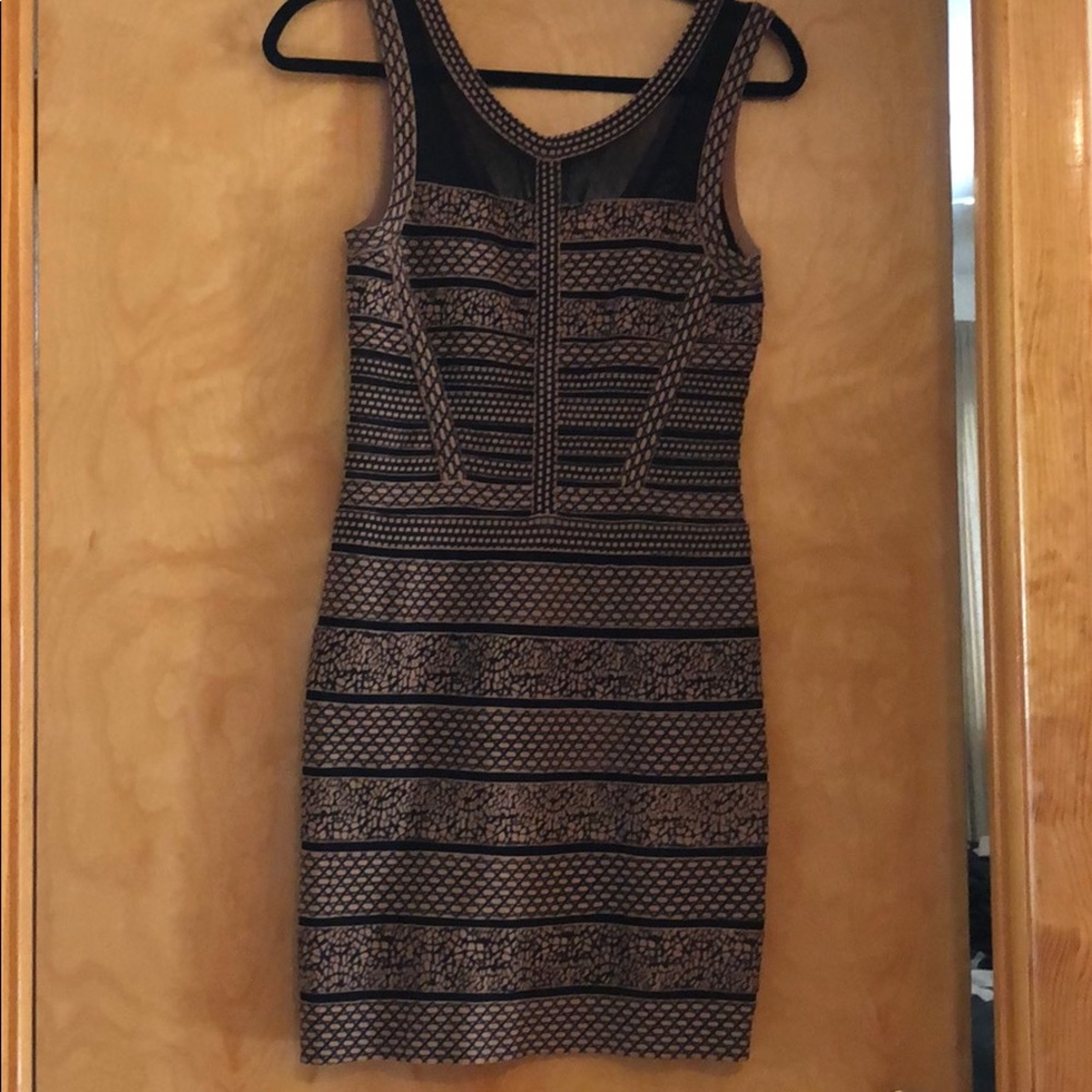 Gracia Black & Tan Bodycon Mini Dress